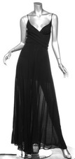 REFORMATION Womens Black Wrap Belted Spaghetti Strap Plunge Long Maxi Dress XS
