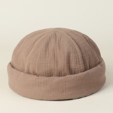 Damen Docker Hut Mit Umschlag Randlos Baumwolle Beanie Matrosenmütze Verstellbar