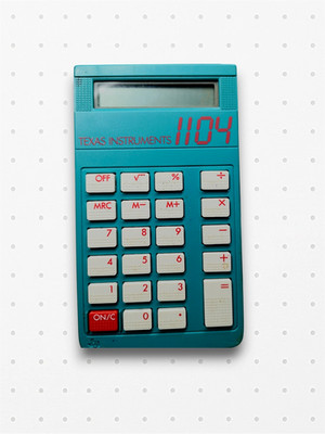 Texas Instruments TI-1104 Taschenrechner Teal Blue Slide Case Vintage Ultra Rare