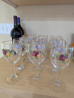 Set of 8 Royal Albert OLD COUNTRY ROSES Wine Glasses / Water Goblets 12 oz