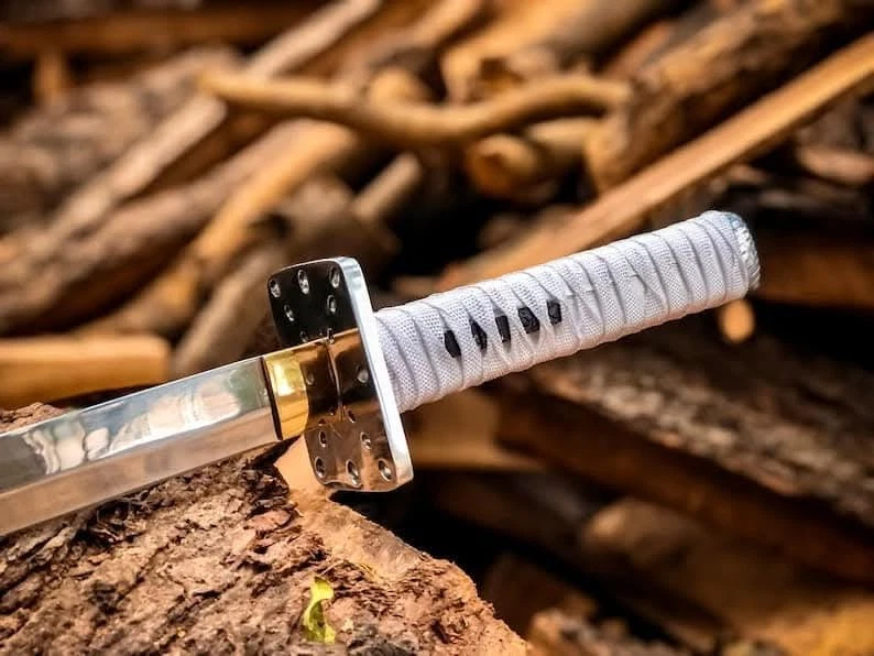 ESPADA KATANA SAMURAI JAPONESA HECHA A MANO ACERO PLEGADO AL CARBONO ESPIGA COMPLETA AFILADA Foto 3 de 4