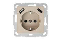Liregus Retro Steckdose USB A+C 16A 250V Unterputz Creme Matt Schutzkontakt