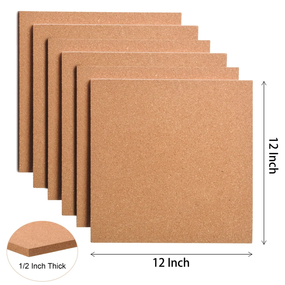 Cork Board 12x12 - 1/2 Thick Square Bulletin Boards 12 Pack Cork Tiles with 1... - Image 4 of 4