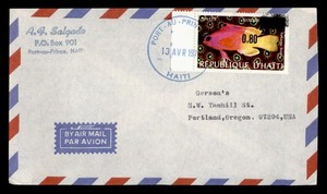 DR WHO 1970s HAITI OVPT FISH PORT AU PRINCE AIRMAIL TO USA R72011