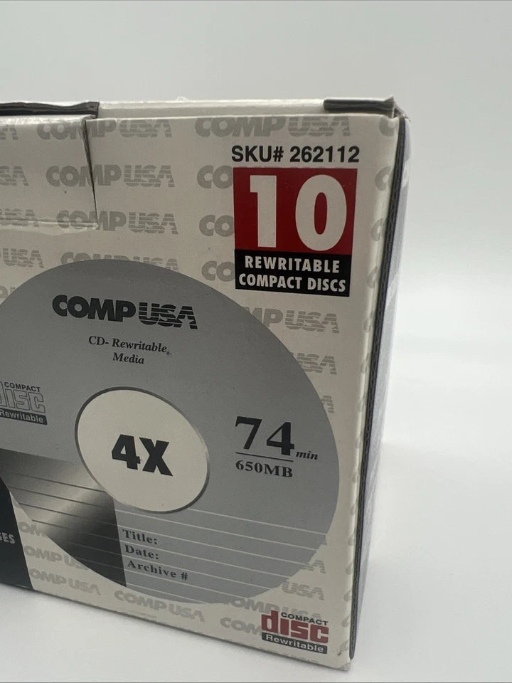 CompUSA & Memorex 10 Pack CD-RW 650MB 74 Minute w/ Jewel Cases NEW Sealed VTG BN - Image 3 of 4