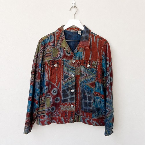 Chico’s Vintage Southwest Geometric Cotton Jacket Size 1 Medium