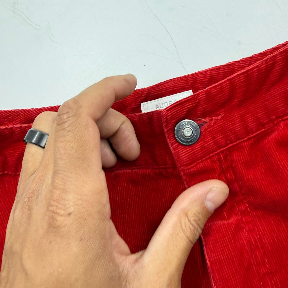 Liz Claiborne Womens Audra Classic Fit Size 8 Red Cotton Corduroy Straight Pants - Image 3 of 4