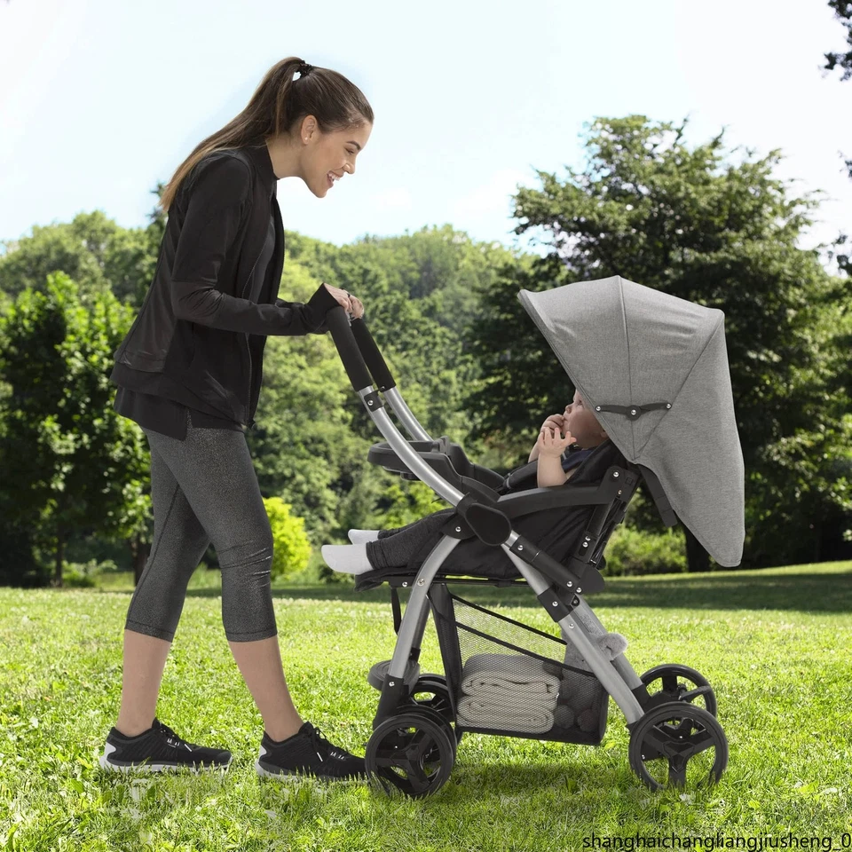 Reversible Handle Stroller Grey Tweed 50lb Disney Fold UPF50+ Travel - Image 2 of 4