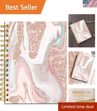 Elegant A5 Spiral Journal Notebook with 120 Sheets - Rose Gold Glitter Marble