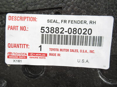 れがーと 20×２＝４０ Genuine OEM Toyota 53882-08020 Passenger RH Front Fender Seal 2011