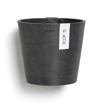Ecopots Modern Amsterdam Recycled Plastic Round Wall Flower Pot, Dark Grey, 8''