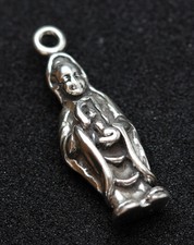 Sterling Silver KwanYin Pendant Charm 925 STAMP Buddha Hindu Yoga Tibet Guan Yin