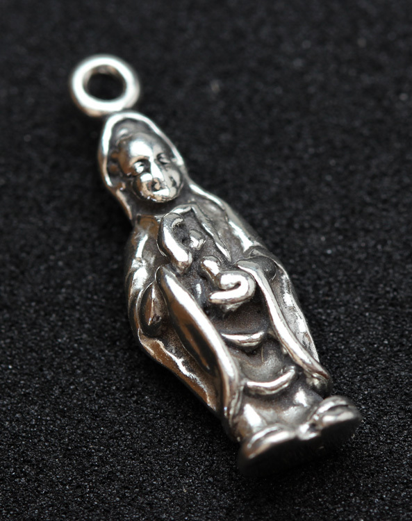 Sterling Silver KwanYin Pendant Charm 925 STAMP Buddha Hindu Yoga Tibet Guan Yin