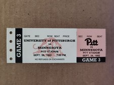 UNIVERSITY of PITTSBURGH vs. MINNESOTA Football Unused Ticket, Sept. 26, 1992