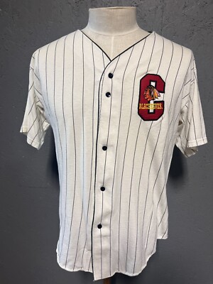 Chicago Blackhawks Baseball Jersey Large Pinstripe  college concepts inc READ