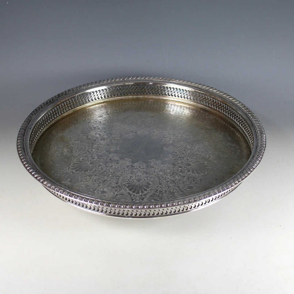 复古镀银懒人苏珊带玻璃插入,银盘托盘 — 第 4/4 张图片