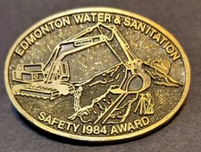 Vintage 1984 Edmonton Water  Sanitation Safety Award Pewter Belt Buckle