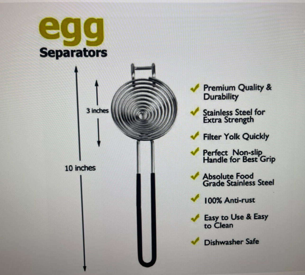 3 NEW Foeran Stainless Steel Egg Separator - Yolk & White Sifting Filter (R5)