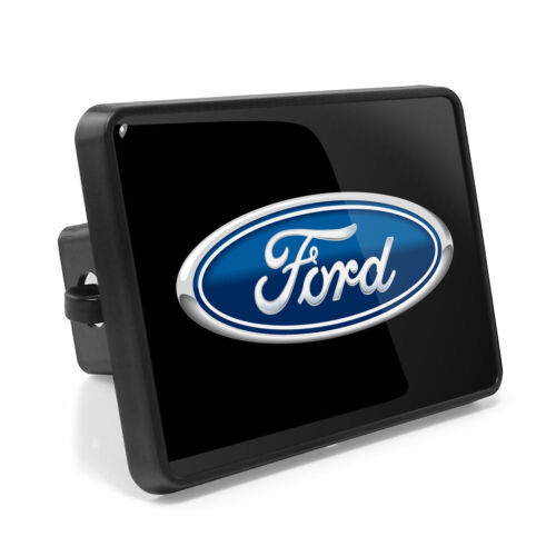 Ford Logo UV Graphic Metal Plate on ABS Plastic 2" Tow Hitch Cover, Made in USA - Zdjęcie 1 z 5