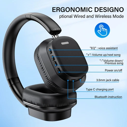 Wireless Headphones Bluetooth Noise Cancelling Stereo Earphones Over Ear Headset - Picture 5 of 12