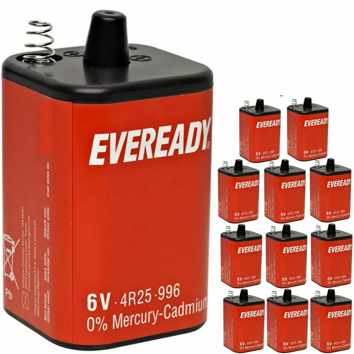 12 Eveready 4R25 6V Batteries 6 Volt 996 PJ996 908 908S Lantern 4R25X 4R25RZ B