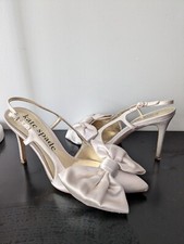 Kate Spade NY Off White Satin Bridal Shoes with Bow Size 7