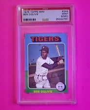 1975 Topps Mini #344 Ben Oglivie, Detroit Tigers, Graded PSA 9 OC Mint