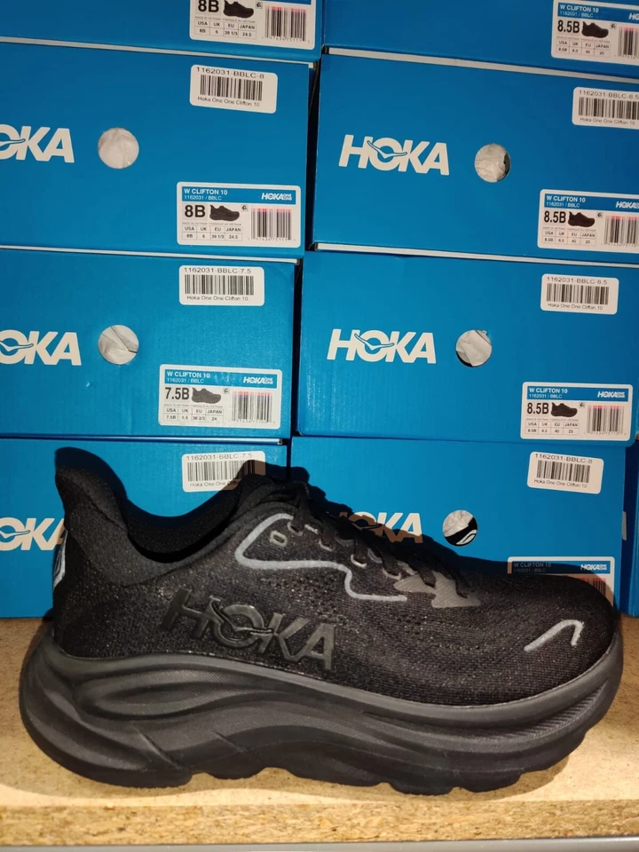 Hoka One One Clifton 10 Black 1162031-BBLC Women's Size New