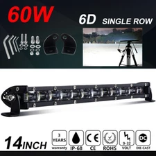 Silm 6D 14inch 60W SIngle ROW LED Work Light Bar Car ATV SUV Driving 4WD 12" 15"
