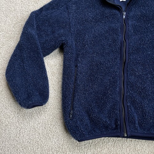 VTG Woolrich FULL ZIP DEEP PILE Pullover Sherpa Fleece Jacket Womens SMALL BLUE - Picture 4 of 13