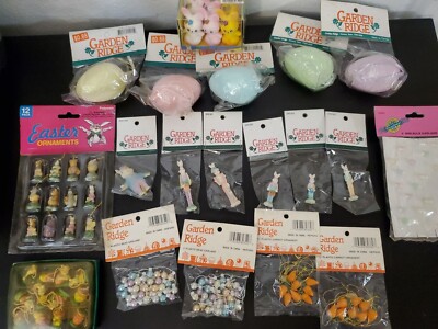 VINTAGE HUGE LOT OF EASTER MINIATURES ORNAMENTS FIGURES Bunny, Chick, Eggs, Bear