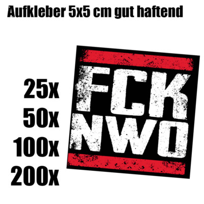 FCK NWO Big Pharma Impf-Diktatur rki-gut haftende Aufkleber 5x5cm Mengen 25-200