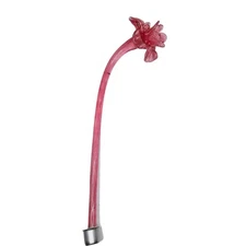 Venetian Chandelier Long Stem Flower Ribbed Part #2 Cranberry Pink Glass  10"