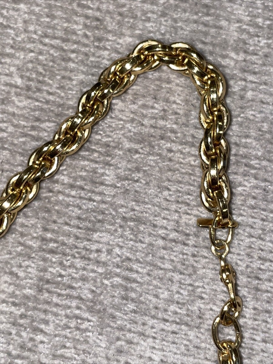 22 Inch Necklace Signed Monet Gold Tone Twisted Rope Style