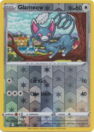 GLAMEOW 115/163 BATTLE STYLES POKEMON (REVERSE HOLO, NM)