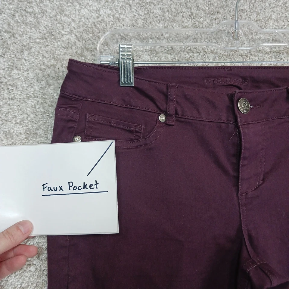 Maurices Pants Womens M - S Burgundy Purple Skinny Stretch Faux Pocket - Image 3 of 4