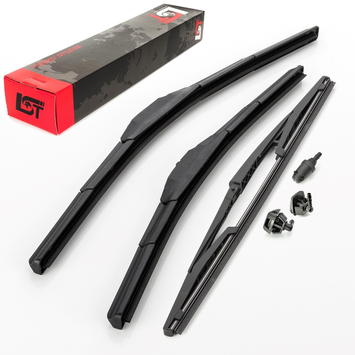 Front wiper + Rear wiper + Washer nozzles wiper set for Fiat Doblo 223