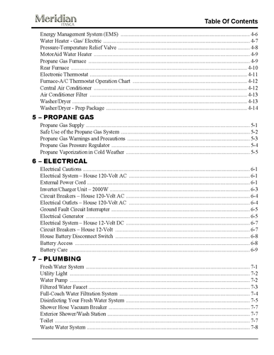 2010 Winnebago Meridian Home Owners Operation Manual User Guide Coiled - Picture 4 of 6
