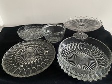 Vintage Glass Cake Stands, Trifle/Fruit Bowl, Nibbles Tray And Jelly Mould