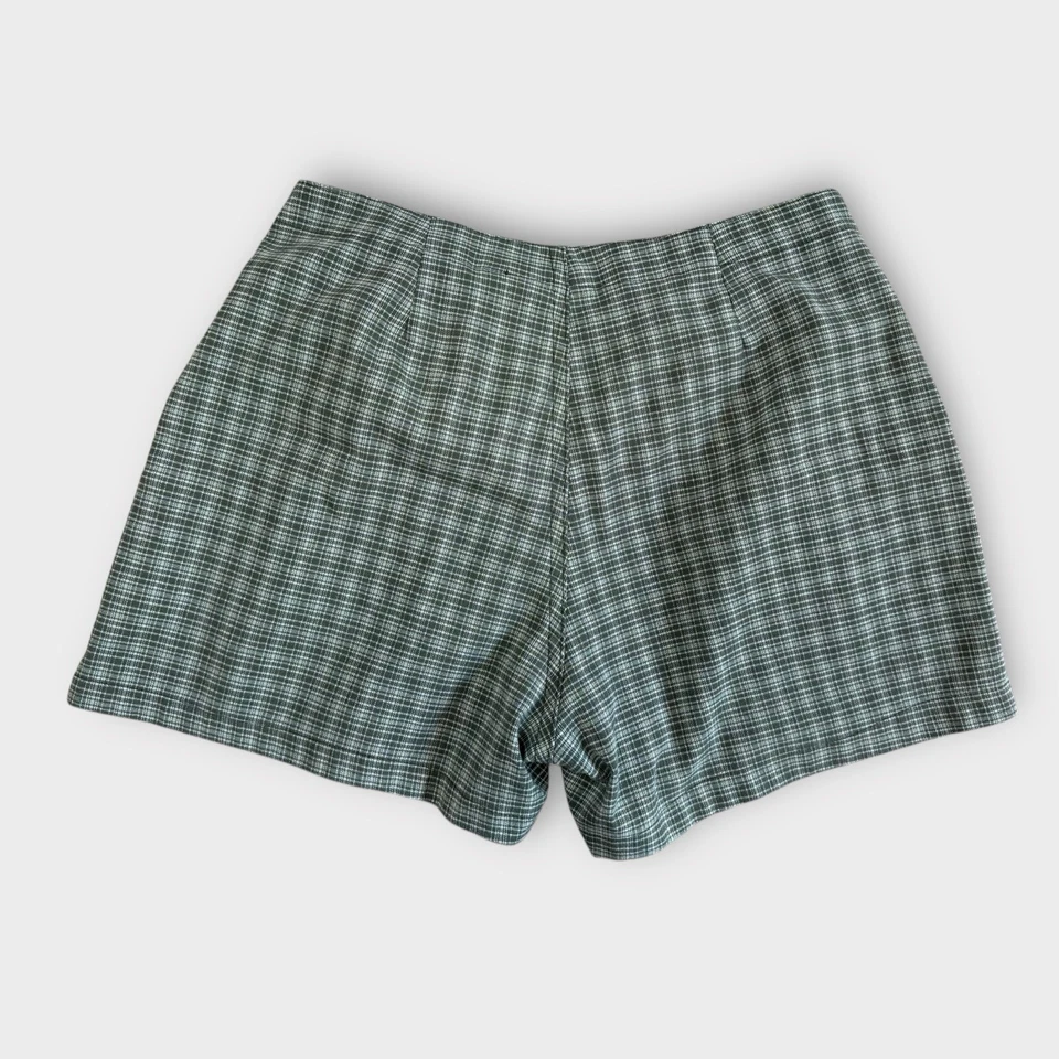 Vtg OP Ocean Pacific Green Plaid Shorts Size 3 Y2K Skater Preppy Soft Stretch - Image 2 of 4