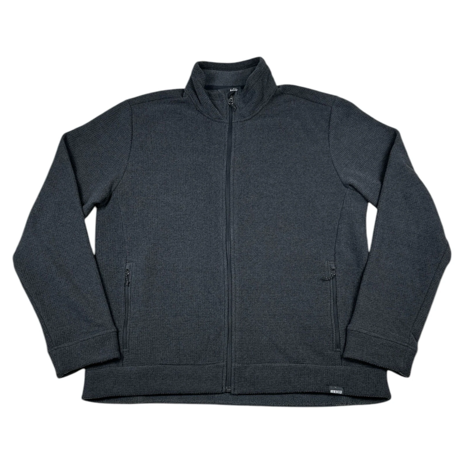 REI Thermal Fleece Jacket Full Zip Mens Large Zipper Pockets Performance Gray