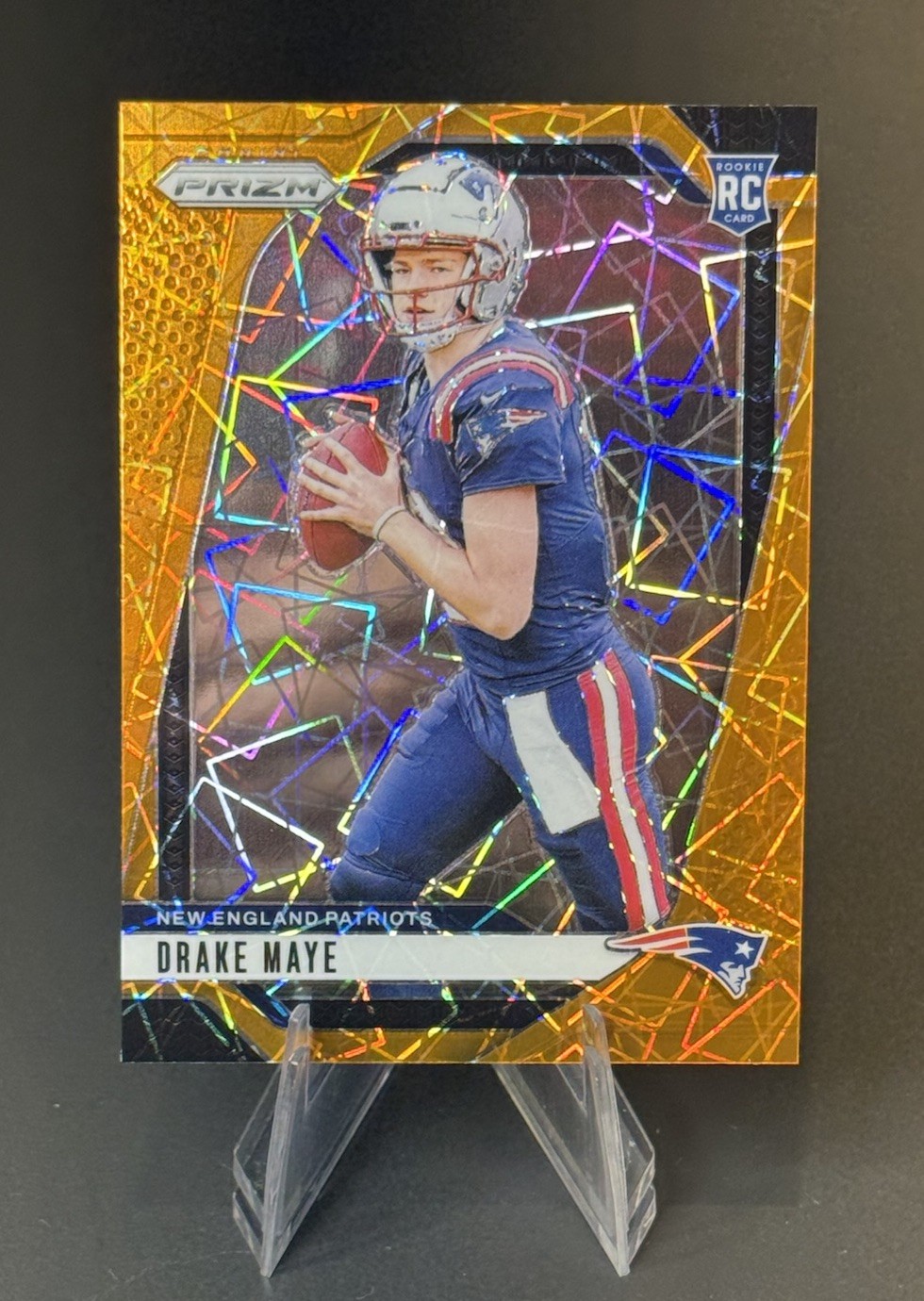 Drake Maye 2024 Panini Prizm Orange Lazer Prizm New England Patriots #329 Rookie