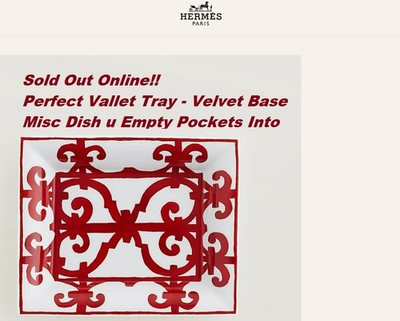 HERMES Balcon du Guadalquivir CHANGE TRAY RED Porcelain Platter