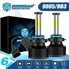 6-Side COB LED Headlight Bulb Kit 9005 HB3 3000W 450000LM 6500K High Beam White