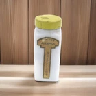 Vintage 1940’s Griffith Allspice  Milk Glass Spice Jar Yellow Lid OT-9