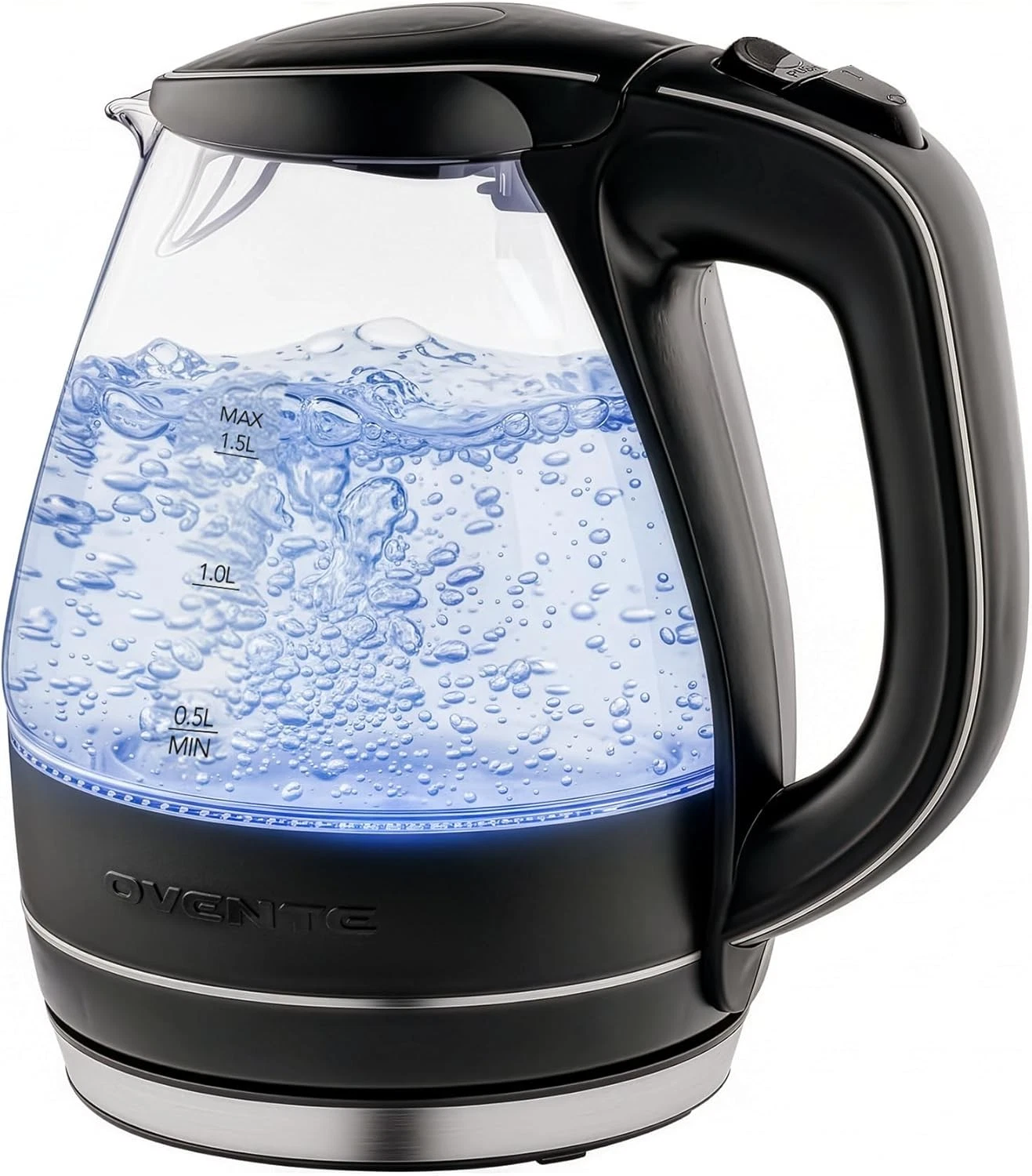 OVENTE Electric Kettle, 1.5L Borosilicate Glass Countertop Water Heater and Boil
