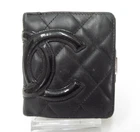 Authentic CHANEL Cambon Lambskin Leather Bifold Compact Wallet I#54802