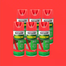 11 Oz. Fluorescent Red Marking Spray Paint 6-Pack 