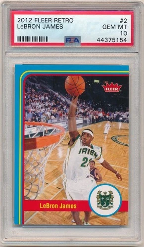 LEBRON JAMES 2012/13 UD FLEER RETRO #2 BASKETBALL CARD LAKERS PSA 10 GEM MINT