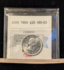 1954  Coin Mart Graded Canadian, ¢25 Cent, **MS-63**